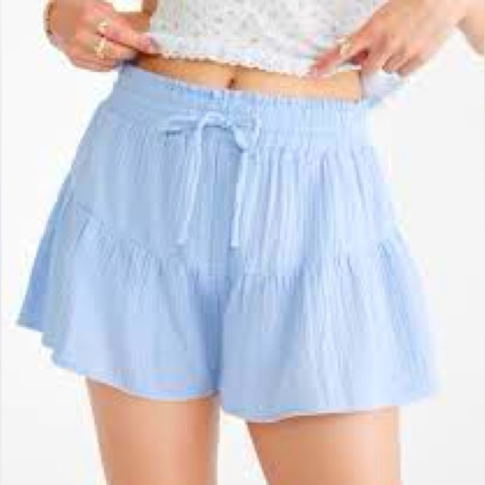 Altar’d state M ruffle Blue Women's Ruffle Shorts